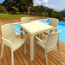 Estelia Efes 4’lü Set (4 Sandalye+1 Masa) Camsız Orjinal Ürün Bahçe, Balkon