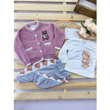 Çekik Bebek Danino Ayı Süzineli Triko 3lü Kız Bebek Takım