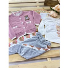 Çekik Bebek Danino Ayı Süzineli Triko 3lü Kız Bebek Takım