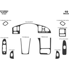 meriç cockpit design Meriç® Hyundai Elantra Ön Torpido Kaplama Maun 10 Parça 2004-2007