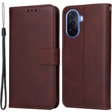 Lr Joyful Huawei Için 50 / Nova Y70 4g / Nova Y70 Artı 4g Buzağı Doku Cüzdanı Pu Deri Folu Folio Standı Tpu Iç Kabuk Telefon Kılıfı (Yurt Dışından)