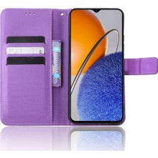 Lr Joyful Huawei Nova Y61 Için 4g / Keyfini Çıkarma 50Z 4g Manyetik Toka Elmas Doku Pu Deri Deri Telefon Kılıf Anti-Çizelge Katlanabilir Stand Cüzdan Koruyucu Kılıf (Yurt Dışından)