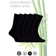 Aurum Erkek 5'li Premium Bambu Soket Çorap Dikişsiz - Siyah