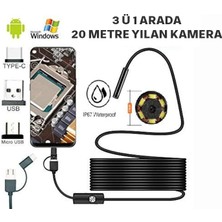 Yoosee USB LED Işıklı Tel Yılan 1080P Full Hd Endoskop Su Geçirmez Kamera 20MT