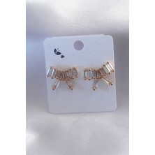 Çarşı Point Gold Renk Kurdele Model Zirkon Taşlı Kadın Küpe