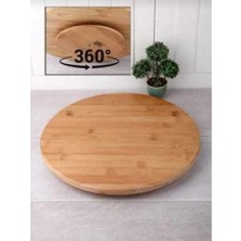 Büyülü Home 34 cm Bambu 360 Döner Sunumluk Pizza Tabağı Kahvaltı Tabağı Lahmacun Tabagı Organik Orjinal Bambu