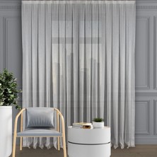 Decoperde Düz Ince Çizgili (Armür) Tül Perde Seyrek Pile (1'e 2 Pile) Dikim Gümüş