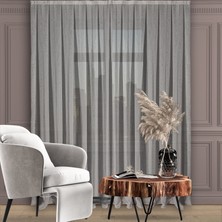 Decoperde Düz Yüksek Kalite Keten Tül Perde Seyrek Pile (1'e 2 Pile) Dikim Ekru