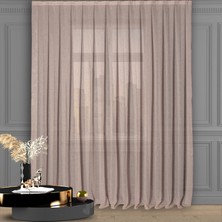 Decoperde Düz Yüksek Kalite Keten Tül Perde Pilesiz Extraforlu Düz Dikim Pudra