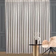 Decoperde Düz Yüksek Kalite Simli Keten Tül Perde Pilesiz Extraforlu Düz Dikim Gold