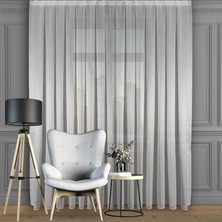 Decoperde Düz Ince Çizgili (Armür) Tül Perde Seyrek Pile (1'e 2 Pile) Dikim Kırık Beyaz