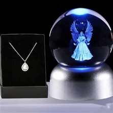 Hediyezin LED Işıklı Cam Melek Küre ve Damla Kolye