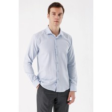 Morven  Erkek Mavi Coton Mini Oxford Slim Gömlek