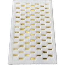 Dericibey Krem ve Gold Renk Parçalı Peluş Halı 140 x 200 cm