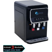 Tezgah Üstü Arıtmalı Sebil 3 Musluklu (Sıcak, Normal, Soğuk) Siyah Su Sebili