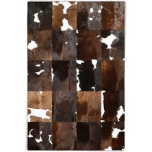Dericibey Koyu Kahverengi Dana Derisi Patchwork Halı 240 x 340 cm