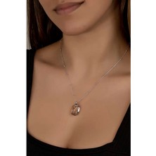 Gumush Swarovski Crystal Taşlı Top Zincir Baget Gümüş Kadın Kolye