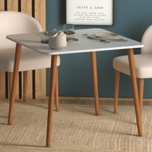 Monte Sehpa Kare 90×90 Ağaç Ayaklı Mutfak Masası Beyaz