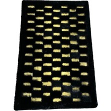 Dericibey Siyah ve Gold Renk Parçalı Peluş Halı 80 x 150 cm