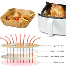 Gurme Chef Airfryer Fritöz Pişirme Kağıdı, Gıda Sınıfı, Yüksek Kalte, Kare 100'LÜ, 16X4.5 cm