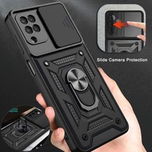 Case 4U Samsung Galaxy A04E Uyumlu Kılıf Kamera Korumalı Sürgülü Yüzüklü Armor Military Tank Lacivert