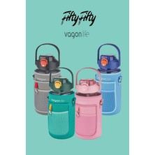 Vagonlife Kılıflı ((Telefon Koyma Yeri)) Taşıma Askılı 1500 ml Pipetli/pipetsiz Kullanım Su Matarası