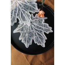 Emtory Home 6 Adet Vizon Krem Sonbahar Yaprağı Bardak Altlığı & Kokteyl Peçetesi