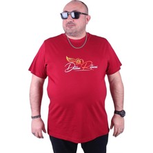 Starbattal Büyük Beden Sıfır Yaka Tişört Wings 23112 Bordo