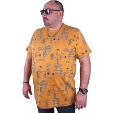 Starbattal Büyük Beden Sıfır Yaka Tişört Compass Holiday 23151 Hardal