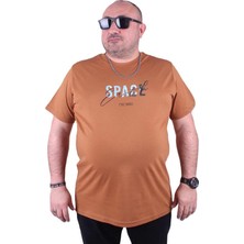 Starbattal Büyük Beden Erkek Sıfır Yaka Tişört Space 23123 Vizon