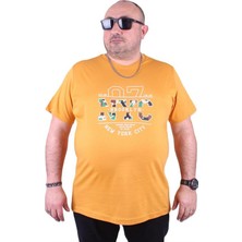 Starbattal Büyük Beden Sıfır Yaka Tişört Nyc 23115 Hardal