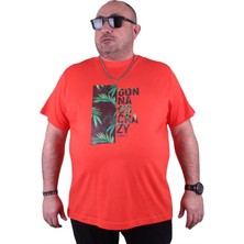 Starbattal Büyük Beden Erkek Sıfır Yaka Tişört Crazy 23116 Nar Çiçeği