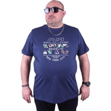 Starbattal Büyük Beden Sıfır Yaka Tişört Nyc 23115 Marin