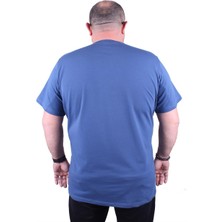 Moc Grande Mocgrande Erkek Büyük Beden Likralı Basic V Yaka Tişört 11170 Indıgo