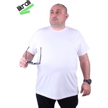 Moc Grande Mocgrande Erkek Büyük Beden Likralı Basic Sıfır Yaka Tişört 11160 Beyaz
