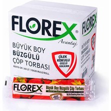 Florex 60 Litre Büzgülü Çilek Kokulu Çöp Torbası Poşeti  65 x 70 cm 10 x 10 Rulo Paket