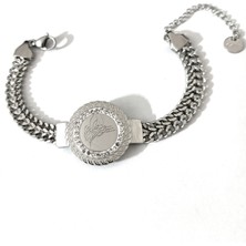 Hg.Aksesuar Kadın Tuğra Görünümlü Zirkon Taşlı Çelik Bileklik