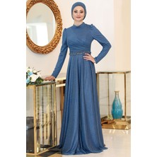 Esilanur Işıl Tesettür Abiye Indigo