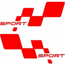 BS.Elektronik Sport Damalı Yazı Araba Oto Sticker Set Sağ ve Sol Takım