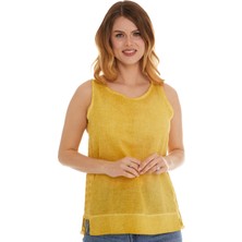 Newbutix Sarı Kolsuz Poplin Bluz