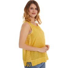 Newbutix Sarı Kolsuz Poplin Bluz