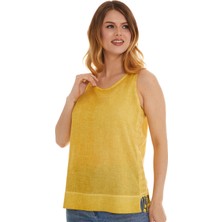 Newbutix Sarı Kolsuz Poplin Bluz