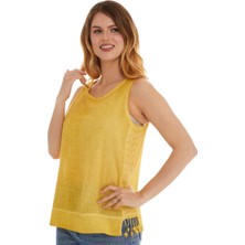 Newbutix Sarı Kolsuz Poplin Bluz
