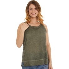 Newbutix Haki Kolsuz Poplin Bluz