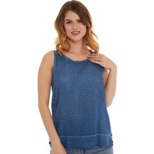 Newbutix Indigo Kolsuz Poplin Bluz