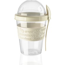 Titiz Take'n Go Kapaklı Kaşıklı Hazırla ve Çık Hazneli Yoğurt Kabı 600 ml (Gri)