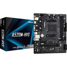 Asrock A520M Hvs Socket Am4, Ddr4 4733+MHZ(O.C.), M.2, USB 3.2, Hdmı,vga Matx A520 Anakart (ASRA520M-HVS)