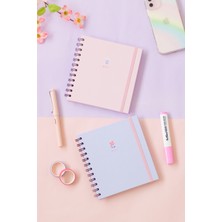 Matt Notebook 15X15 cm Kare 2'li Set Spiralli Kareli Tarihsiz Not Defteri Bubble Tea Çiçek