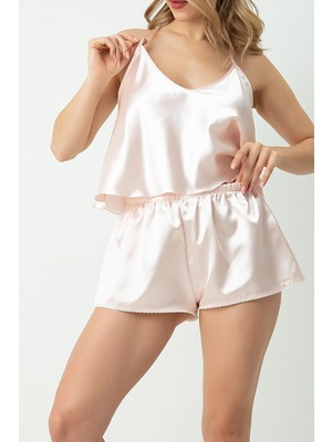 Miorre Doremi Saten Ayarlanabilir Askılı Şortlu Takım