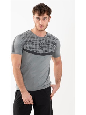 Maraton SlimFit Erkek Bisiklet Yaka  Gri T-shirt